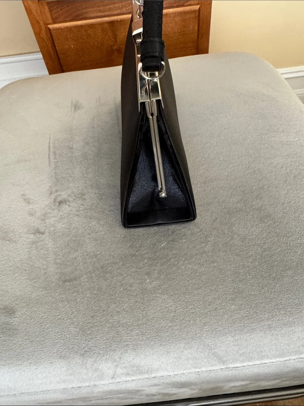 Classic Black Evening Handbag with Silver Frame
